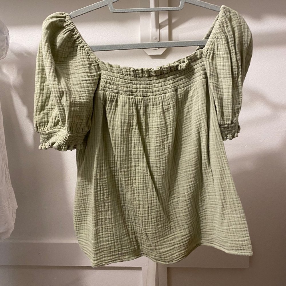 Square neck gauze top